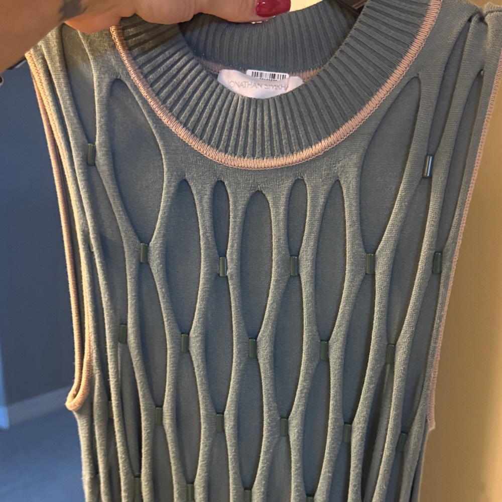 SIMKHAI Mariel Compact Mesh Fringe Mini dress - Picture 11 of 12